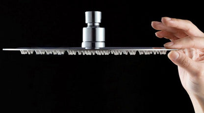 8 Inch Brushed Satin Thin Square Rain Shower Head with Ceiling Mount Shower Arm