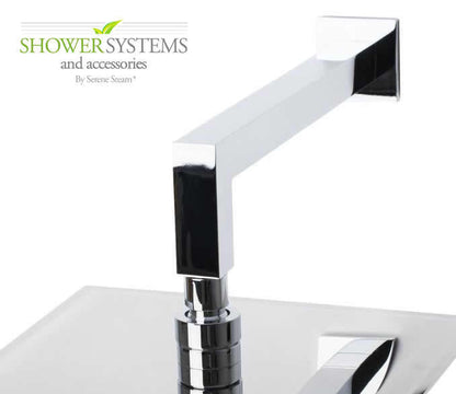10 Inch Brushed Satin Thin Square Rain Shower Head with 16 Inch Wall Mount Shower Arm