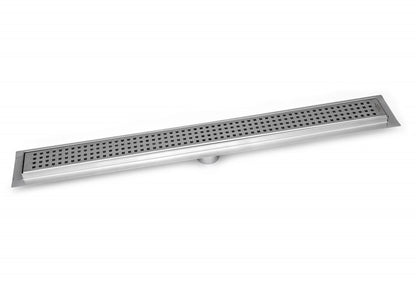 47 Inch Linear Shower Drain, Brushed Finish Traditional Square Design, SereneDrains