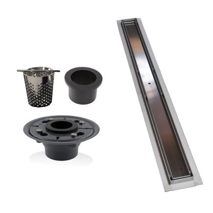 72 Inch Large Linear Shower Drain, Tile Insert Design, Complete Installation Kit