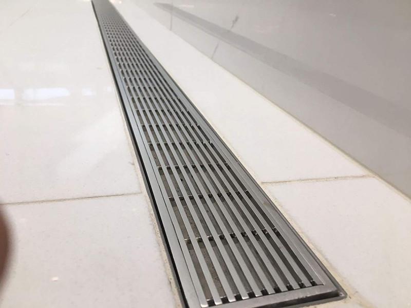 SereneDrains Polished Linear Drains, Horizontal Side Outlet, Linear Wedge Design