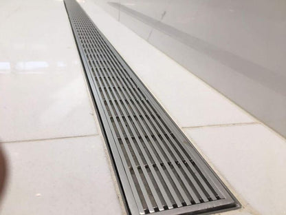 SereneDrains Polished Linear Drains, Horizontal Side Outlet, Linear Wedge Design